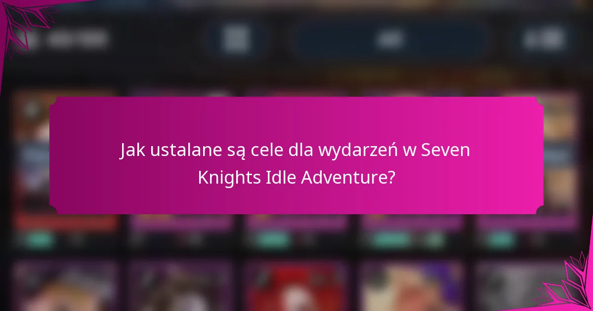 Jak ustalane są cele dla wydarzeń w Seven Knights Idle Adventure?