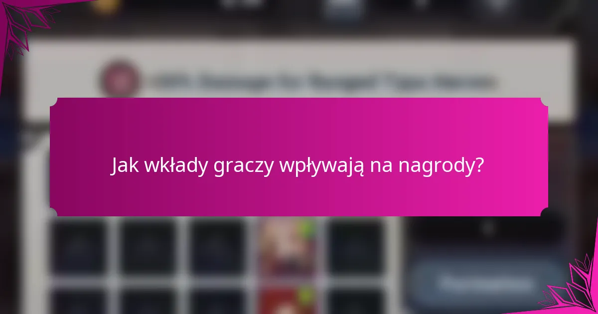 Jak wkłady graczy wpływają na nagrody?